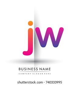 initial logo JW lowercase letter, orange and magenta creative logotype concept, modern and simple logo design.