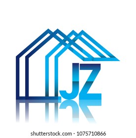 initial logo JZ with house icon, business logo and property developer.