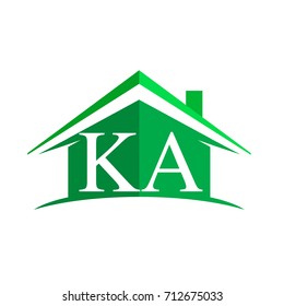 initial logo KA with house icon and green color, business logo and property developer.