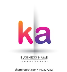 initial logo KA lowercase letter, orange and magenta creative logotype concept, modern and simple logo design.