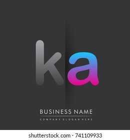 initial logo KA lowercase letter colored grey and blue, pink, creative logotype concept, modern and simple logo design, logo design concept for business and corporate identity.