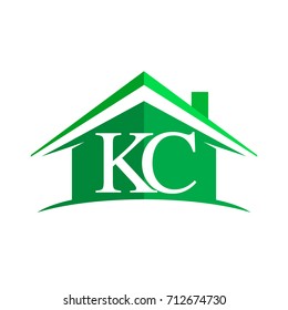 initial logo KC with house icon and green color, business logo and property developer.