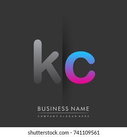 initial logo KC lowercase letter colored grey and blue, pink, creative logotype concept, modern and simple logo design, logo design concept for business and corporate identity.