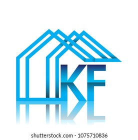 initial logo KF with house icon, business logo and property developer.