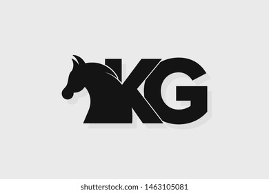 Initial logo KG letter with stallion head. The combination of letters K and G is black