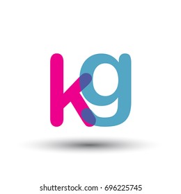initial logo KG lowercase letter, blue and pink overlap transparent logo, modern and simple logo design.