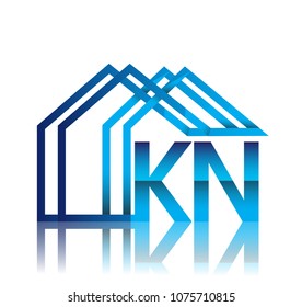 initial logo KN with house icon, business logo and property developer.