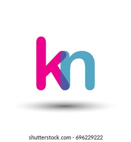 initial logo KN lowercase letter, blue and pink overlap transparent logo, modern and simple logo design.