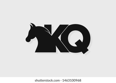 Initial logo KQ letter with stallion head. The combination of letters K and Q is black