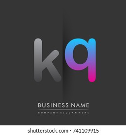 initial logo KQ lowercase letter colored grey and blue, pink, creative logotype concept, modern and simple logo design, logo design concept for business and corporate identity.