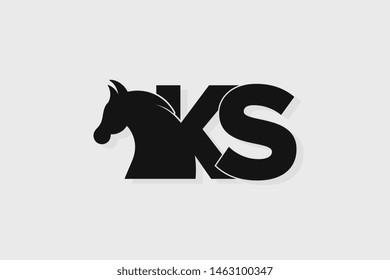Initial logo KS letter with stallion head. The combination of letters K and S is black