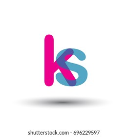 initial logo KS lowercase letter, blue and pink overlap transparent logo, modern and simple logo design.