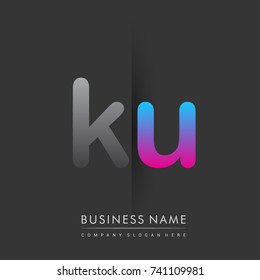 initial logo KU lowercase letter colored grey and blue, pink, creative logotype concept, modern and simple logo design, logo design concept for business and corporate identity.