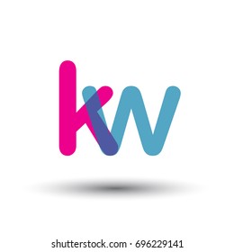 initial logo KW lowercase letter, blue and pink overlap transparent logo, modern and simple logo design.