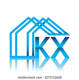 initial logo KX with house icon, business logo and property developer.