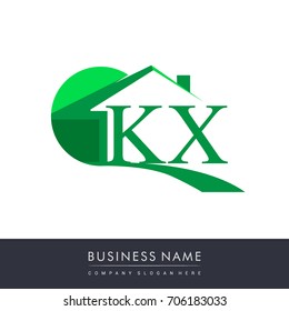 initial logo KX with house icon, business logo and property developer.