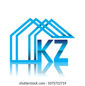 initial logo KZ with house icon, business logo and property developer.
