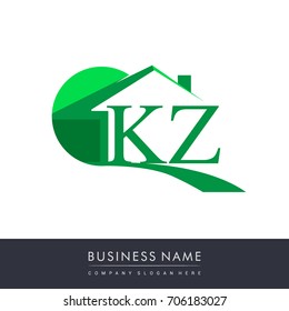 initial logo KZ with house icon, business logo and property developer.
