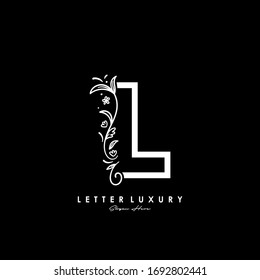 logotipo inicial L letra lujoso florece la plantilla de logotipo de adorno