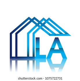 initial logo LA with house icon, business logo and property developer.