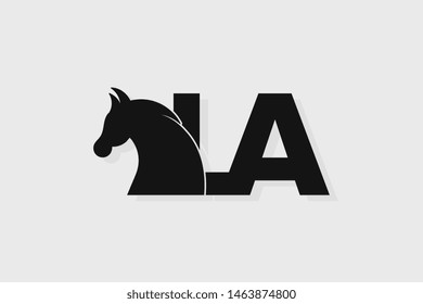 Initial logo LA letter with stallion head. The combination of letters L and A is black