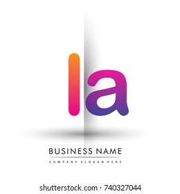initial logo LA lowercase letter, orange and magenta creative logotype concept, modern and simple logo design.