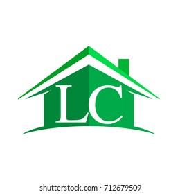 initial logo LC with house icon and green color, business logo and property developer.