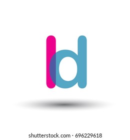 initial logo LD lowercase letter, blue and pink overlap transparent logo, modern and simple logo design.