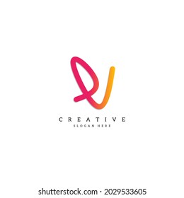 Initial logo leter EV, VE, V, logo template