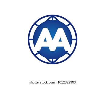 The initial logo of the letter AA in the blue Globe