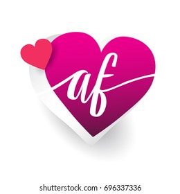 initial logo letter AF with heart shape red colored, logo design for wedding invitation, wedding name and business name.