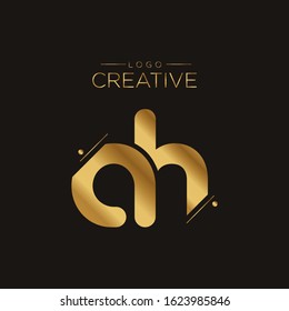Initial logo letter AH lowercase linked sliced template. Modern Gold Abstract Design for business company. Vector Illustration.