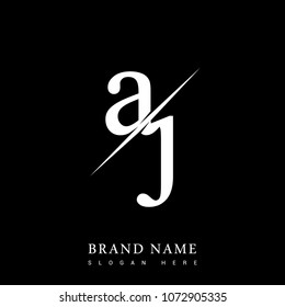 initial logo letter AJ for company name black and white color and slash design. vector logotype for business and company identity.