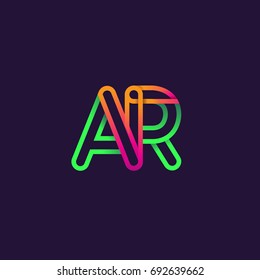 initial logo letter AR, linked outline rounded logo, colorful initial logo for business name and company identity.