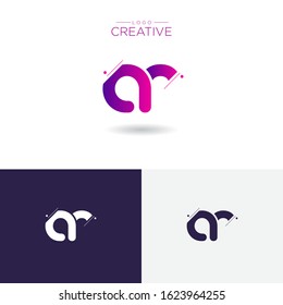 Initial logo letter AR lowercase linked sliced template. Modern Abstract Design for business company. Vector Illustration.