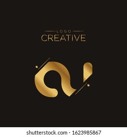 Initial logo letter AU lowercase linked sliced template. Modern Gold Abstract Design for business company. Vector Illustration.