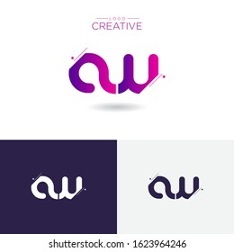 Initial logo letter AW lowercase linked sliced template. Modern Abstract Design for business company. Vector Illustration.