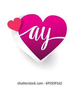 initial logo letter AY with heart shape red colored, logo design for wedding invitation, wedding name and business name.