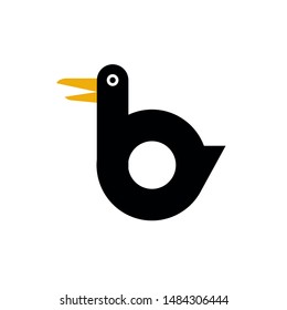 Initial Logo Letter b as ad duck and bird Illustration