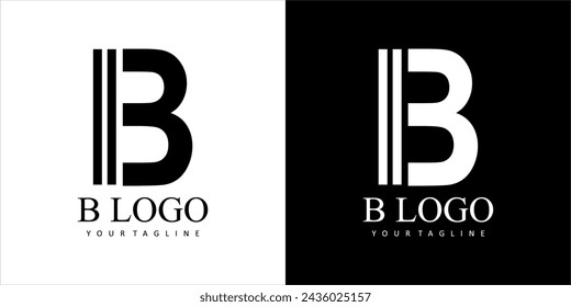 INITIAL LOGO LETTER B BLACK AND WHITE VECTOR