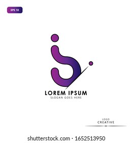 Plantilla de diseño en rodajas minúsculas B de la letra inicial del logotipo. Letra de gradación color púrpura aislada en fondo blanco. Apropiado para negocios, empresa de grupo de consultoría. Ilustración vectorial. EPS 10