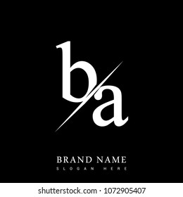 initial logo letter BA for company name black and white color and slash design. vector logotype for business and company identity.