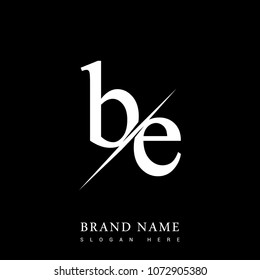 initial logo letter BE for company name black and white color and slash design. vector logotype for business and company identity.