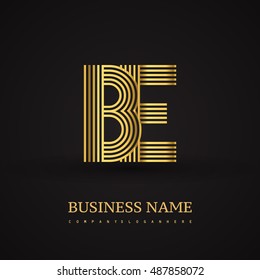 Initial logo letter BE golden colored. Vector design template elements for company identity.