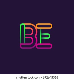 initial logo letter BE, linked outline rounded logo, colorful initial logo for business name and company identity.