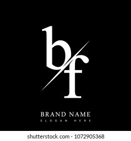 initial logo letter BF for company name black and white color and slash design. vector logotype for business and company identity.