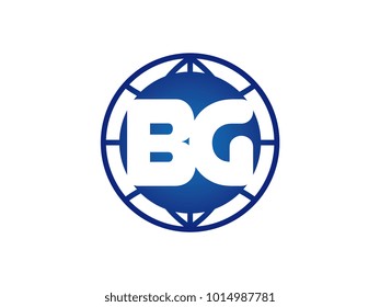 The initial logo of the letter BG in the blue Globe