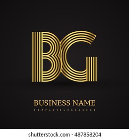 Initial logo letter BG golden colored. Vector design template elements for company identity.