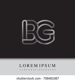 initial logo letter BG, linked outline gray colored, rounded logotype