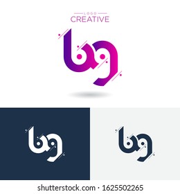 Initial logo letter BG lowercase linked sliced template. Modern Abstract Design for business company. Vector Illustration.